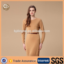 Mongolian long sleeve lady fashion cashmere dress